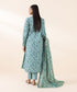 Women's Unstitched Cotton Jacquard Blue Printed 3 Piece Suit